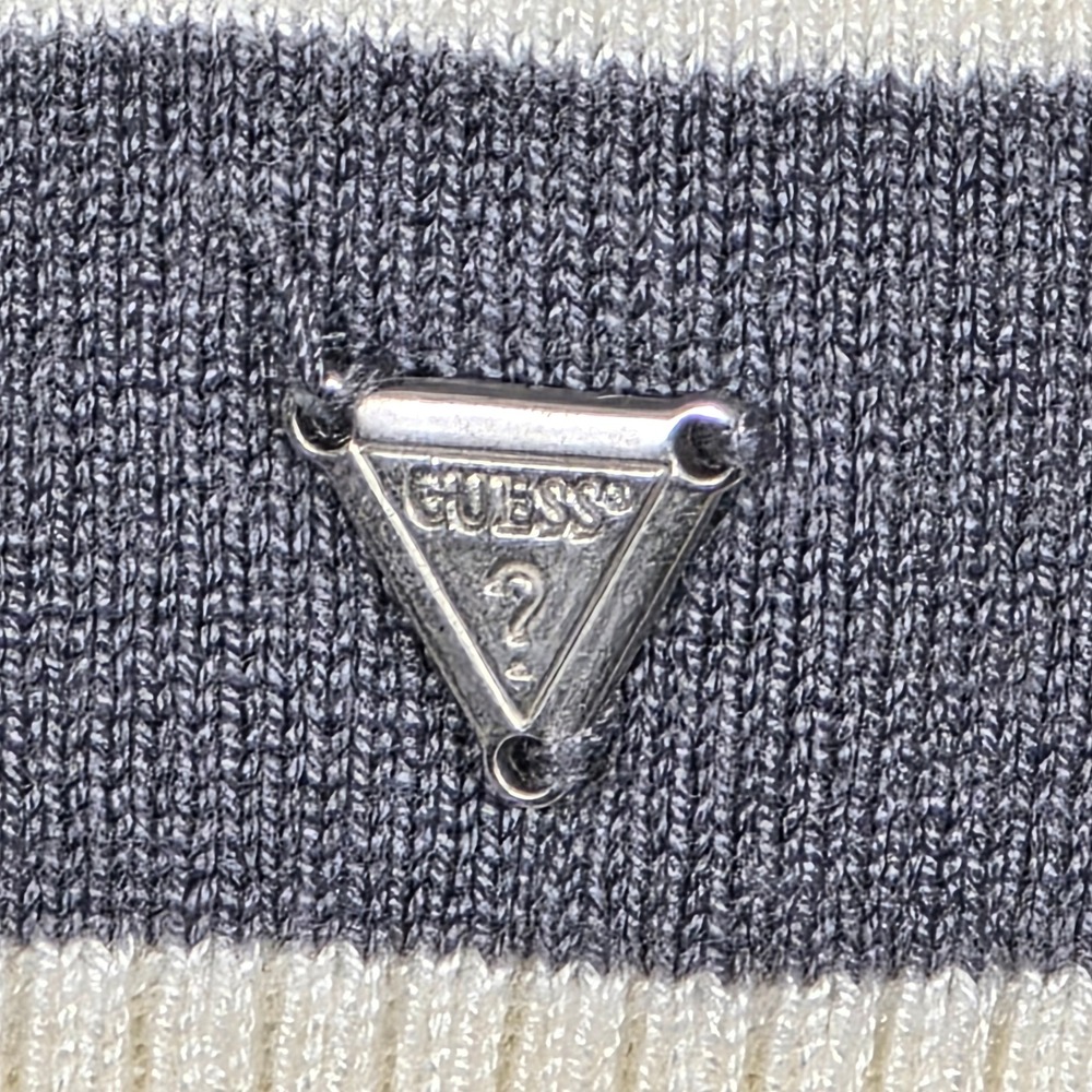 Guess Womens Striped Turtleneck Sweater Cream Gray Size S/P Long Sleeve Knit Top - Picture 6 of 16